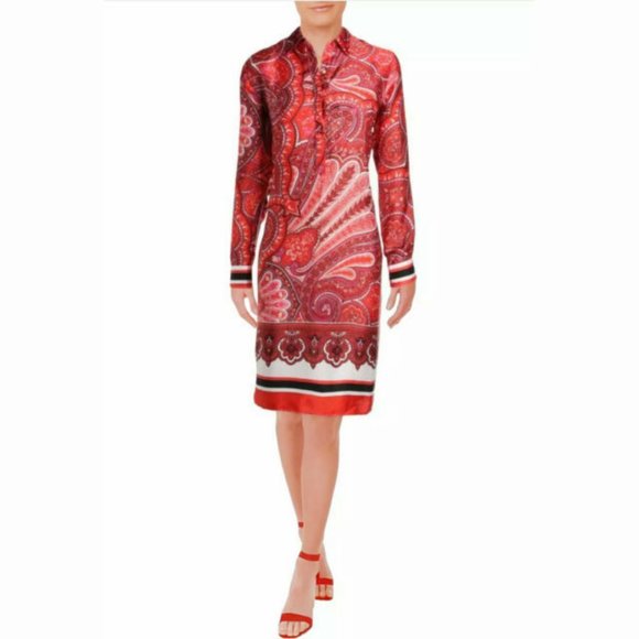 Ralph Lauren | Wobet Paisley Scarf Print Satin Shirt Dress | NWT - Picture 1 of 7